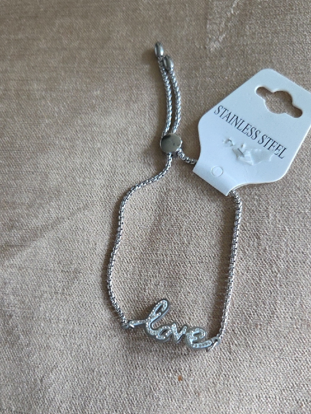 Stainless Steel 'Love' Script Bracelet - Silver